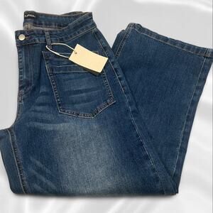 Flamingals high waisted wide leg cropped denim